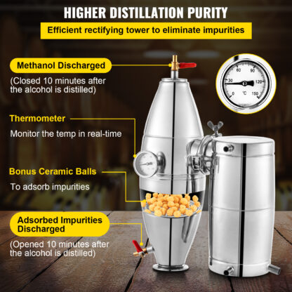 Destilador alambique 30L Torre de retificação etanol vinho grapa brandy oleos essenciais - Image 6