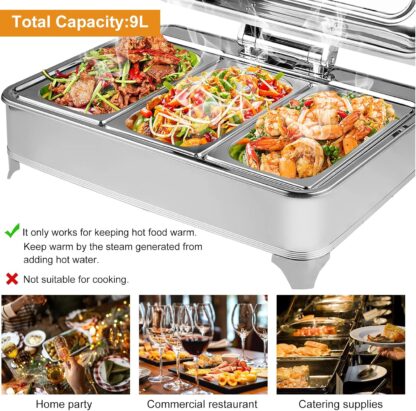 Buffet Rechaud Profissional elétrico triplo com tampa transparente - Imagem 4